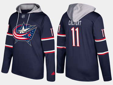 Adidas Columbus Blue Jackets 11 Matt Calvert Name And Number Navy Hoodie