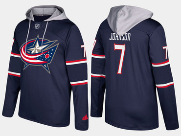 Adidas Columbus Blue Jackets 7 Jack Johnson Name And Number Navy Hoodie