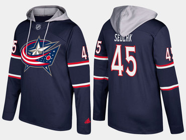 Adidas Columbus Blue Jackets 45 Lukas Sedlak Name And Number Navy Hoodie