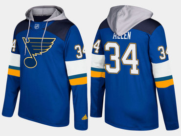 Adidas St. Louis Blues 34 Jake Allen Name And Number Blue Hoodie