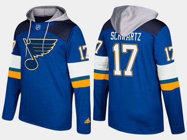 Adidas St. Louis Blues 17 Jaden Schwartz Name And Number Blue Hoodie