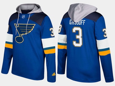 Adidas St. Louis Blues 3 Bob Gassoff Retired Blue Name And Number Hoodie