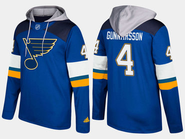 Adidas St. Louis Blues 4 Carl Gunnarsson Name And Number Blue Hoodie