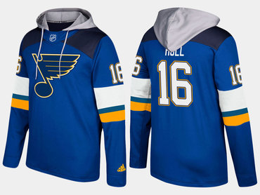 Adidas St. Louis Blues 16 Brett Hull Retired Blue Name And Number Hoodie