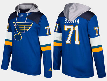 Adidas St. Louis Blues 71 Vladimir Sobotka Name And Number Blue Hoodie