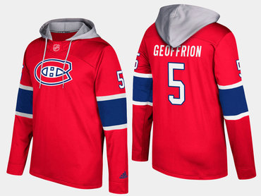 Adidas Montreal Canadiens 5 Bernie Geoffrion Retired Red Name And Number Hoodie