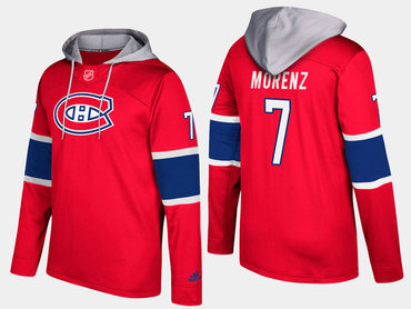 Adidas Montreal Canadiens 7 Howie Morenz Retired Red Name And Number Hoodie