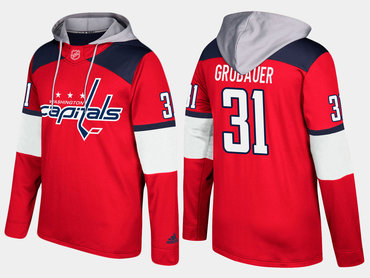 Adidas Washington Capitals 31 Philipp Grubauer Name And Number Red Hoodie