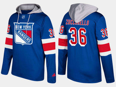 Adidas New York Rangers 36 Mats Zuccarello Name And Number Blue Hoodie