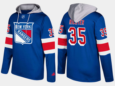 Adidas New York Rangers 35 Mike Richter Retired Blue Name And Number Hoodie