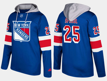 Adidas New York Rangers 25 Ryan Sproul Name And Number Blue Hoodie