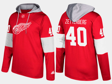 Adidas Detroit Red Wings 40 Henrik Zetterberg Name And Number Red Hoodie