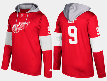 Adidas Detroit Red Wings 9 Gordie Howe Retired Red Name And Number Hoodie