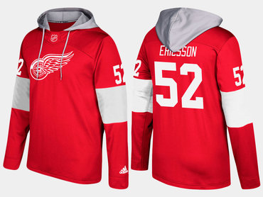 Adidas Detroit Red Wings 52 Jonathan Ericsson Name And Number Red Hoodie