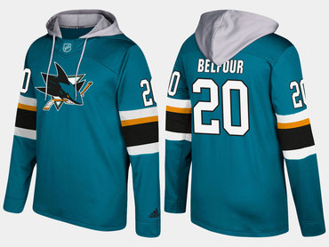 Adidas San Jose Sharks 20 Ed Belfour Retired Teal Name And Number Hoodie