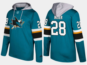 Adidas San Jose Sharks 28 Timo Meier Name And Number Teal Hoodie