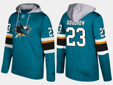 Adidas San Jose Sharks 23 Barclay Goodrow Name And Number Teal Hoodie