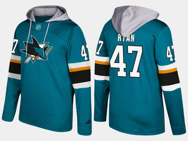 Adidas San Jose Sharks 47 Joakim Ryan Name And Number Teal Hoodie