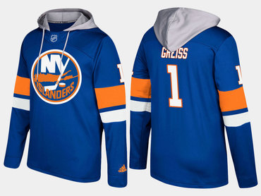 Adidas New York Islanders 1 Thomas Greiss Name And Number Blue Hoodie