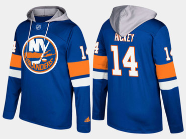 Adidas New York Islanders 14 Thomas Hickey Name And Number Blue Hoodie