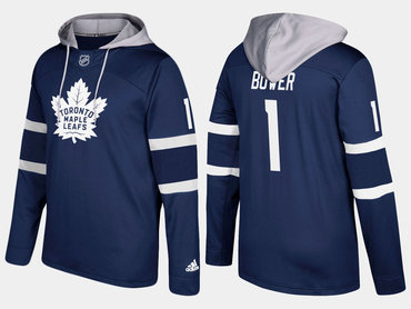 Adidas Toronto Maple Leafs 1 Johnny Bower Retired Royal Name And Number Hoodie