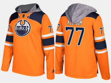 Adidas Edmonton Oilers 77 Oscar Klefbom Name And Number Orange Hoodie