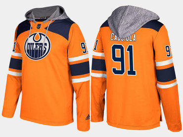 Adidas Edmonton Oilers 91 Drake Caggiula Name And Number Orange Hoodie