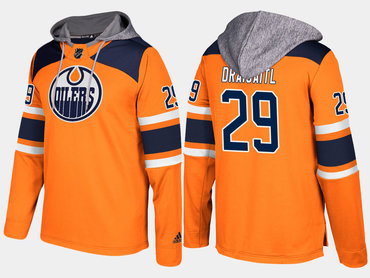 Adidas Edmonton Oilers 29 Leon Draisaitl Name And Number Orange Hoodie