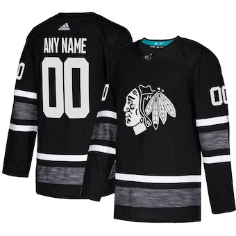 Men's Chicago Blackhawks adidas Black 2019 NHL All-Star Game Parley Authentic Custom Jersey