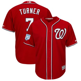 Men's Washington Nationals 7 Trea Turner Majestic Scarlet 2019 Spring Training Cool Base Player Jersey