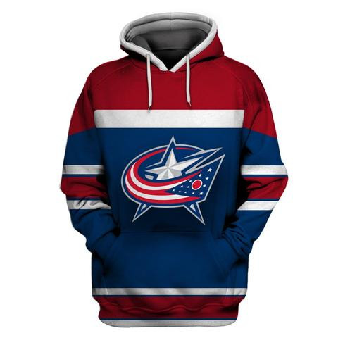 Men's Columbus Blue Jackets Blue Wine All Stitched Hooded Sweatshirt