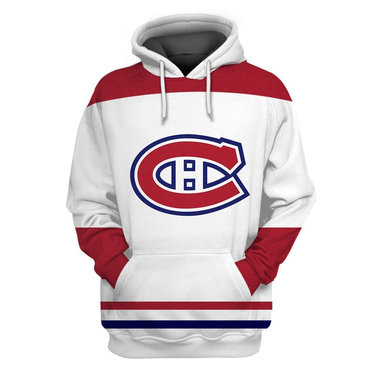 Men's Montreal Canadiens White All Stitched Hooded Sweatshirt