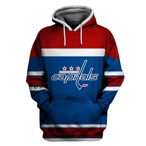 Men's Washington Capitals Blue All Stitched Hooded Sweatshirt