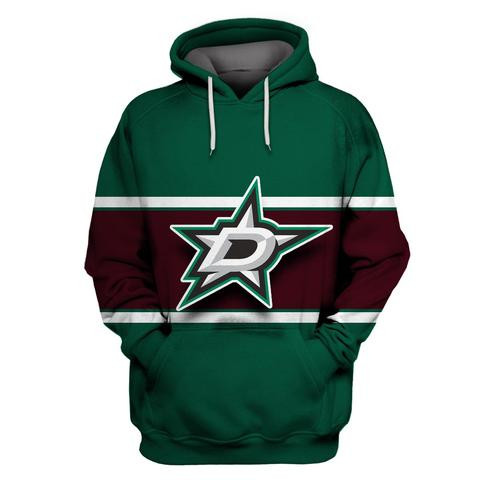 Men's Dallas Stars Green Wine All Stitched Hooded Sweatshirt