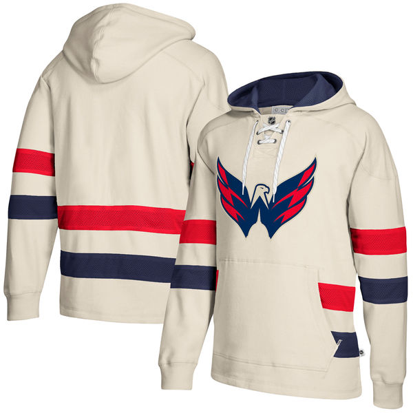 Capitals Cream Men's Customized All Stitched Hooded Sweatshirt