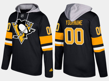 Adidas Penguins Men's Customized Name And Number Black Hoodie