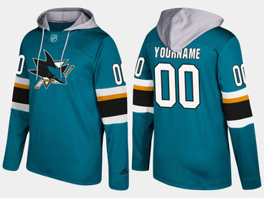 Adidas Sharks Men's Customized Name And Number Teal Hoodie