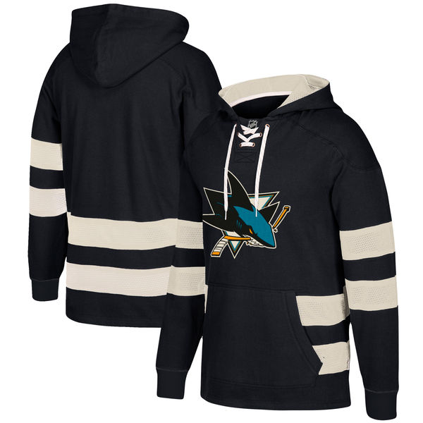 San Jose Sharks Black Men's Customized All Stitched Hooded Sweatshirt