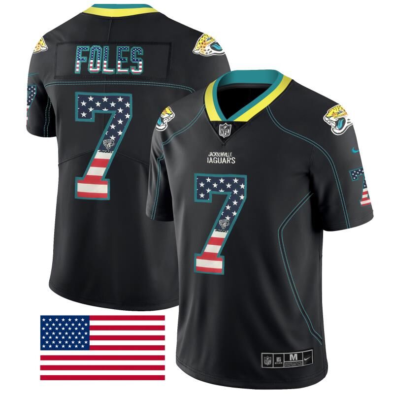 Nike Jacksonville Jaguars 7 Nick Foles Black USA Flag Fashion Limited Jersey