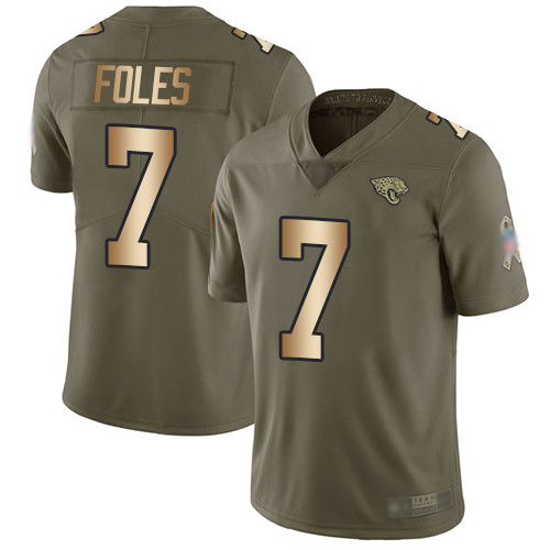 Men's Jacksonville Jaguars #7 Nick Foles Olive Gold Stitched Football Limited 2017 Salute To Service Jersey