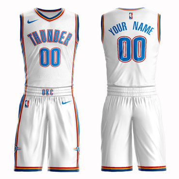 Thunder White Men's Customized Nike Swingman Jersey(With Shorts)