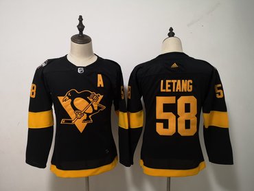 Penguins 58 Kris Letang Black Women 2019 NHL Stadium Series Adidas Jersey