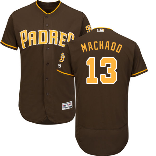 Men's San Diego Padres #13 Manny Machado Brown Flexbase Authentic Collection Stitched Baseball Jersey