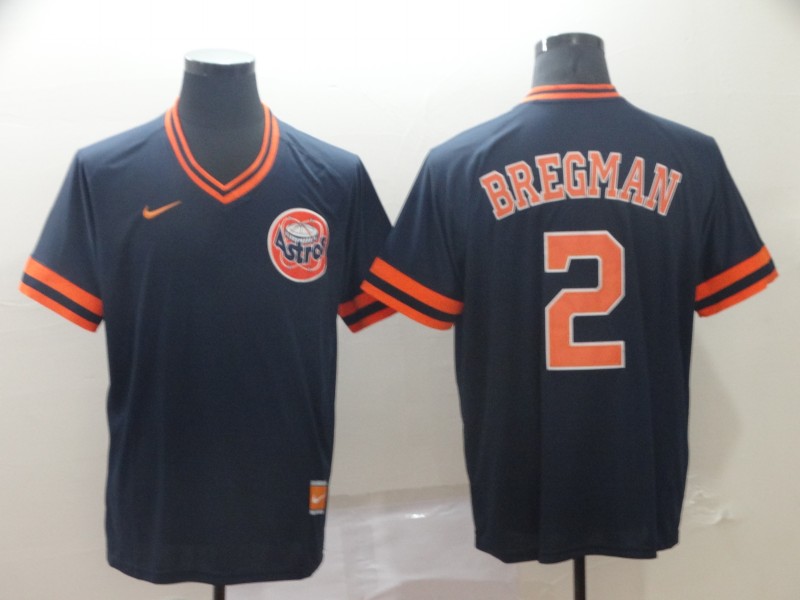 Men's Houston Astros 2 Alex Bregman Navy Throwback Jersey