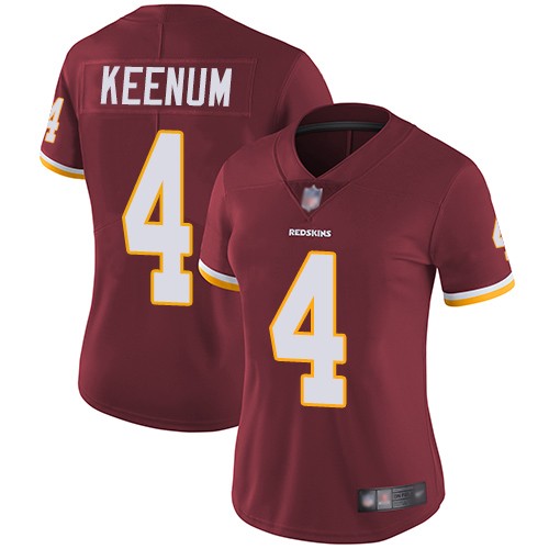 Women Nike Washington Redskins 4 Case Keenum Burgundy Vapor Untouchable Limited Jersey