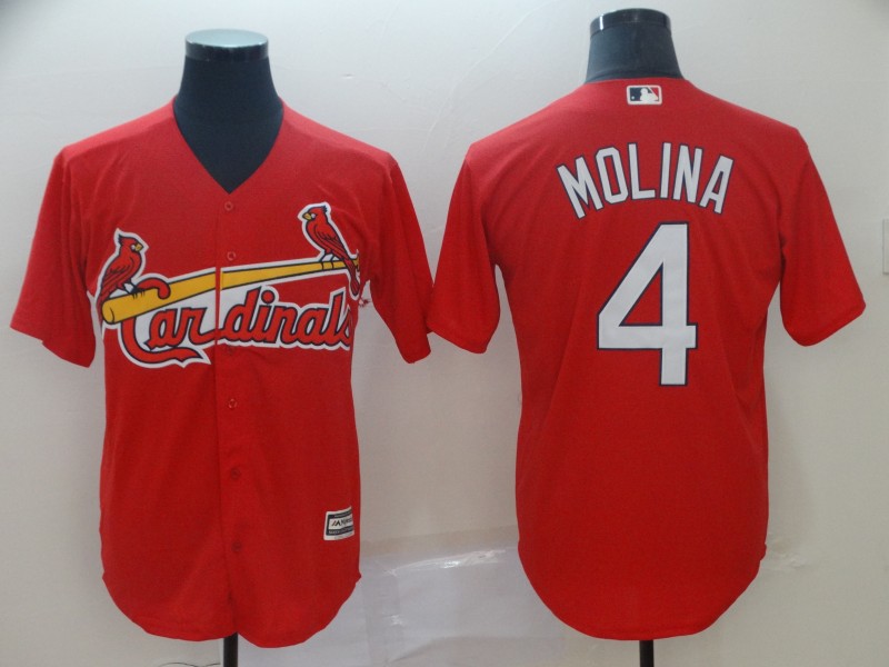 Men's St. Louis Cardinals 4 Yadier Molina Red Cool Base Jersey