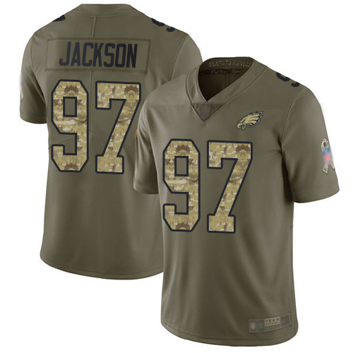 Men's Philadelphia Eagles #97 Malik Jackson Olive Camo Men's Stitched Football Limited 2017 Salute To Service Jersey