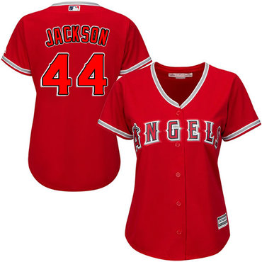 Angels #44 Reggie Jackson Red Alternate Women's Stitched Baseball Jersey