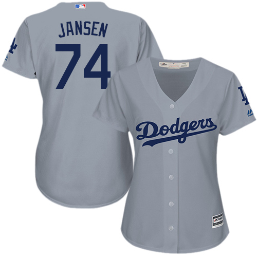 Dodgers #74 Kenley Jansen Grey Alternate Road Women's Stitched Baseball Jersey