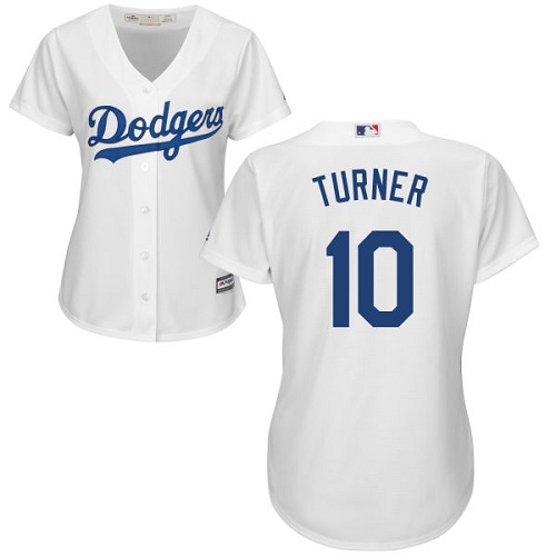 Dodgers #10 Justin Turner White Home Women's Stitched Baseball Jersey